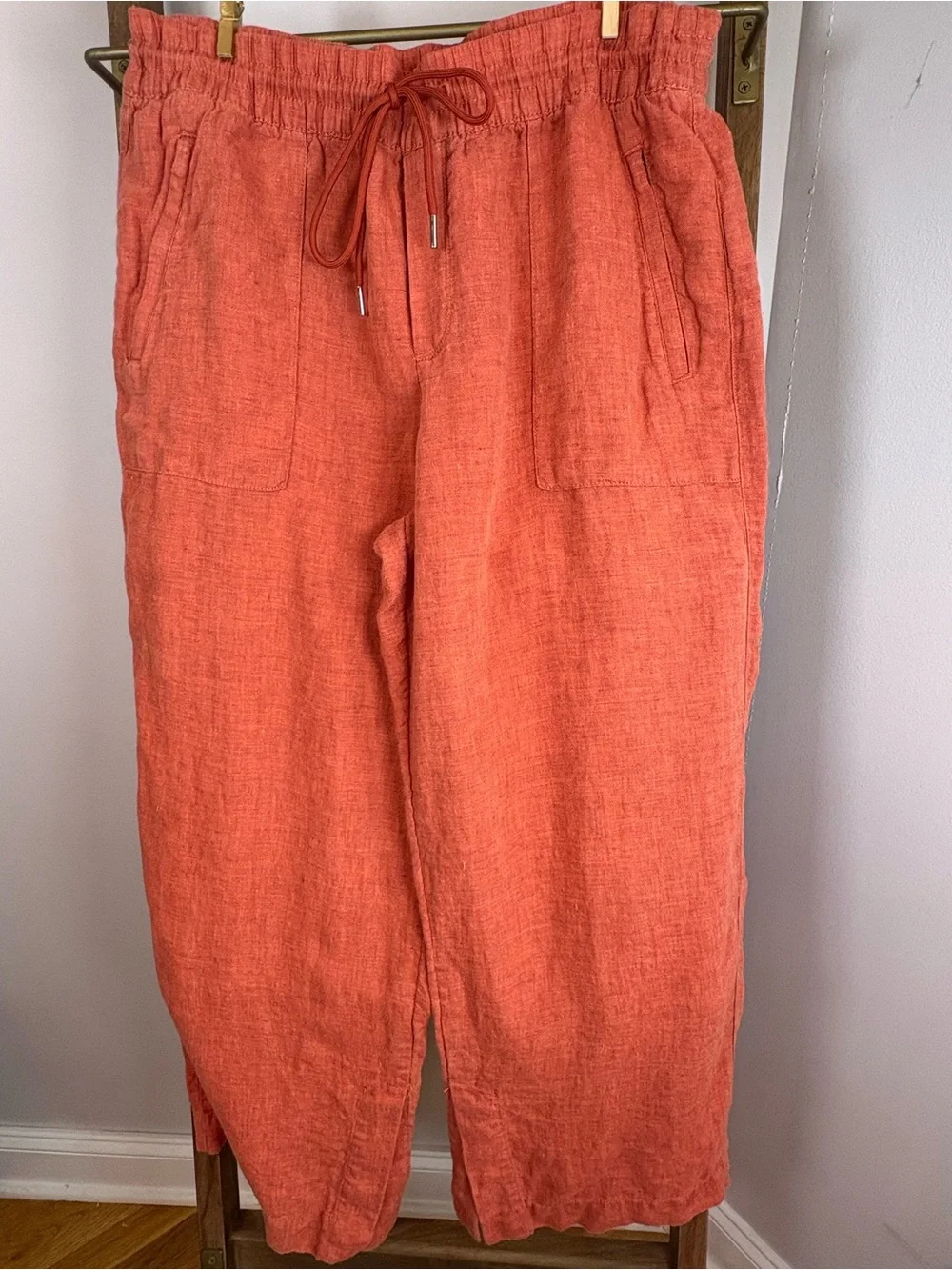 Athleta Coral Red Linen-Blend Casual pants (0303)